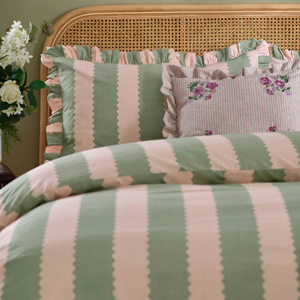 Wylder Birdie Stripe Ruffle Duvet Cover Set